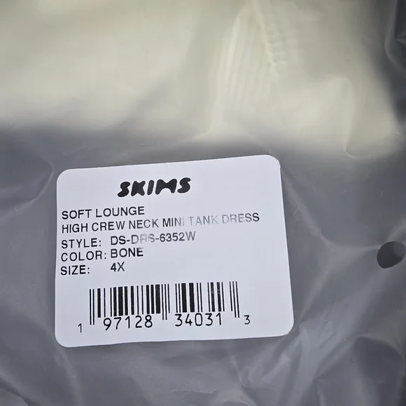 SKIMS Kim Kardashian Women's 4X Soft Lounge High Crew Neck Mini Tank Dress New - Picture 5 of 6